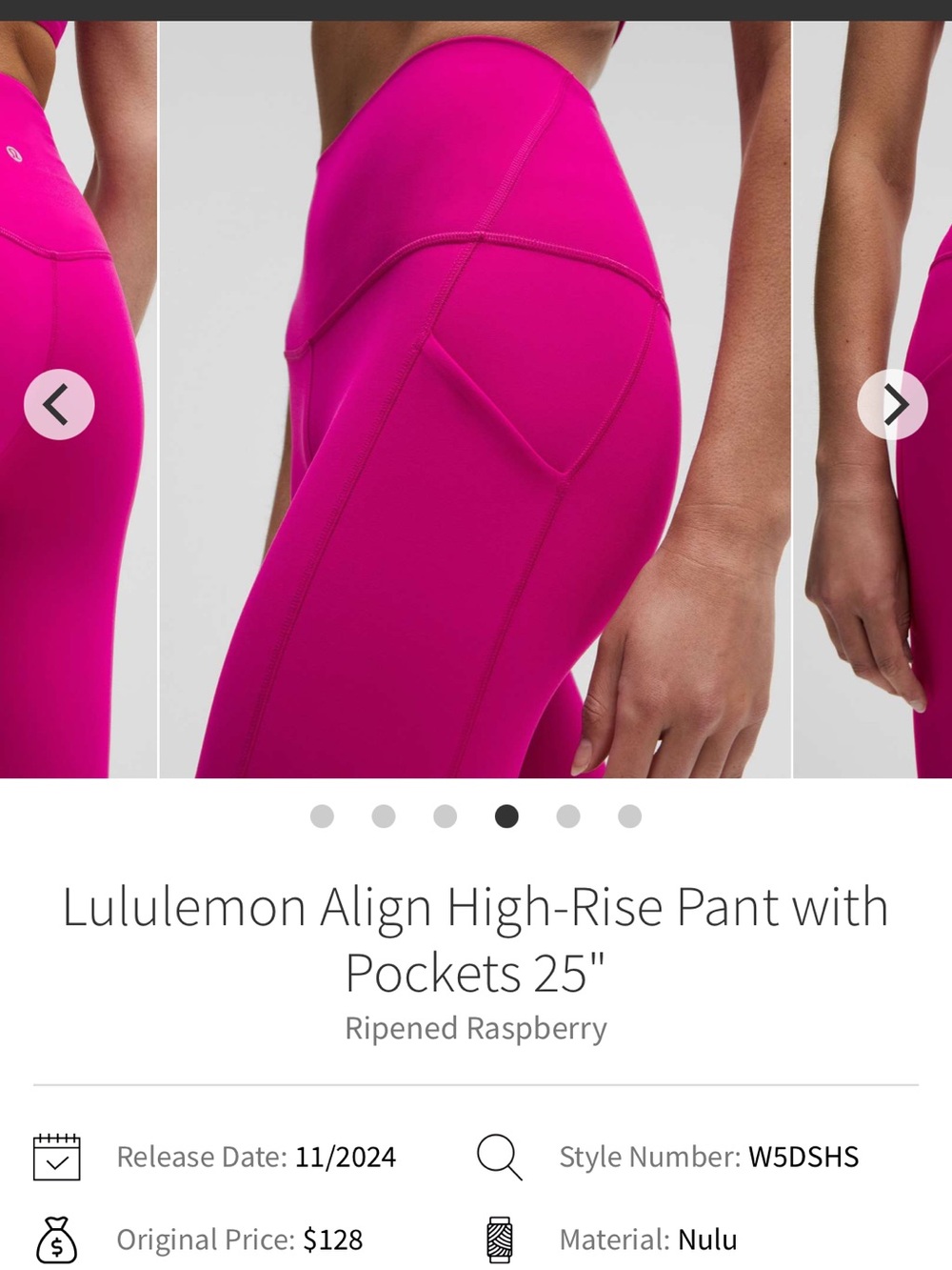 Lululemon Align High-Rise Pant with Pockets 25" Ripened Raspberry - Picture 3 of 7